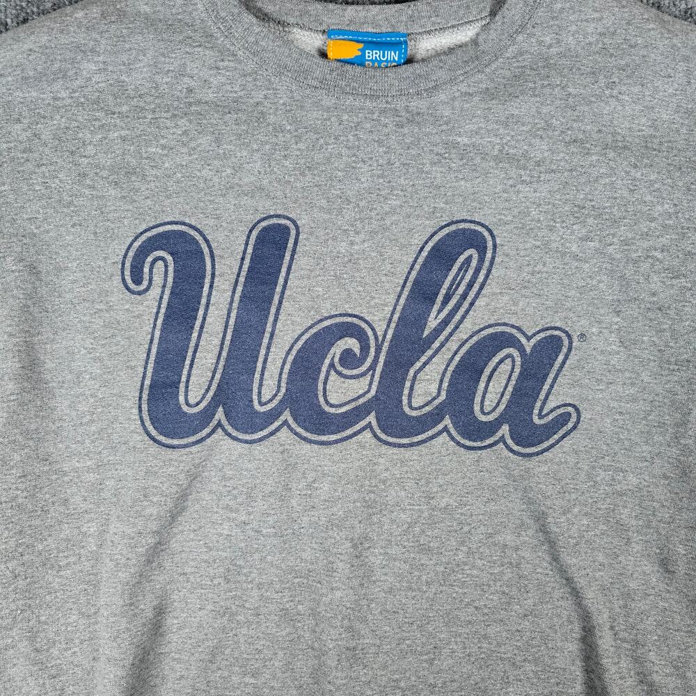 UCLA Bruin Basic Threads Men's Crew Neck Sweater - Script Print - Gray - Large - Picture 6 of 16